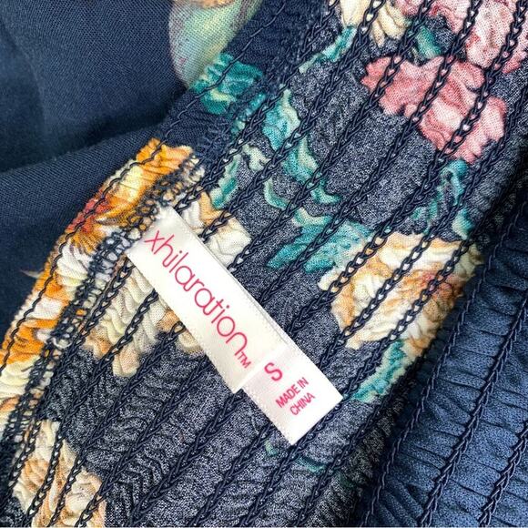 Xhilaration Floral Off Shoulder Wide Leg Smocked Jumpsuit Size S Multicolor - Picture 14 of 15